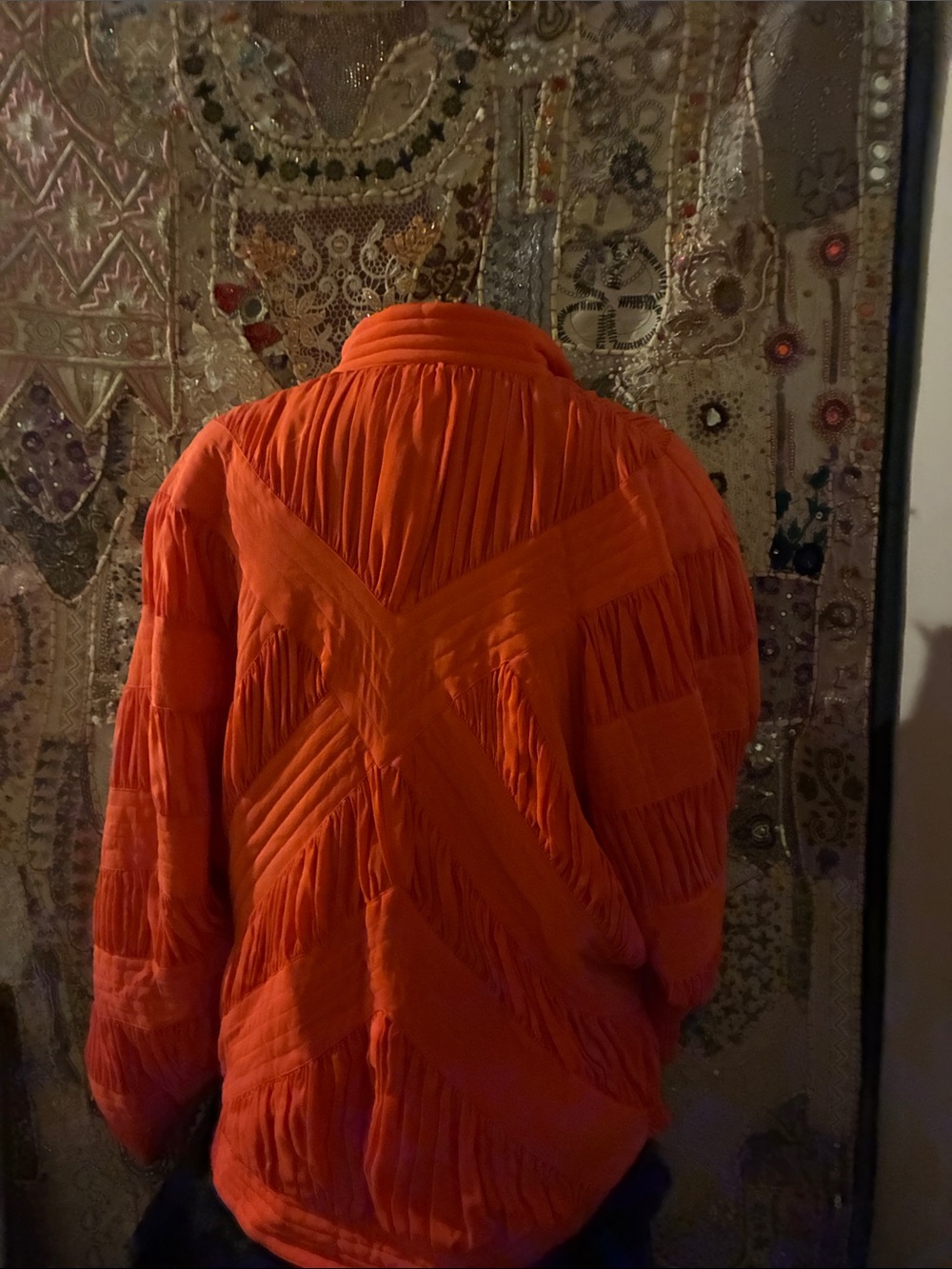 Cache Orange Textured Button-Front Bomber Jacket - Picture 4 of 5